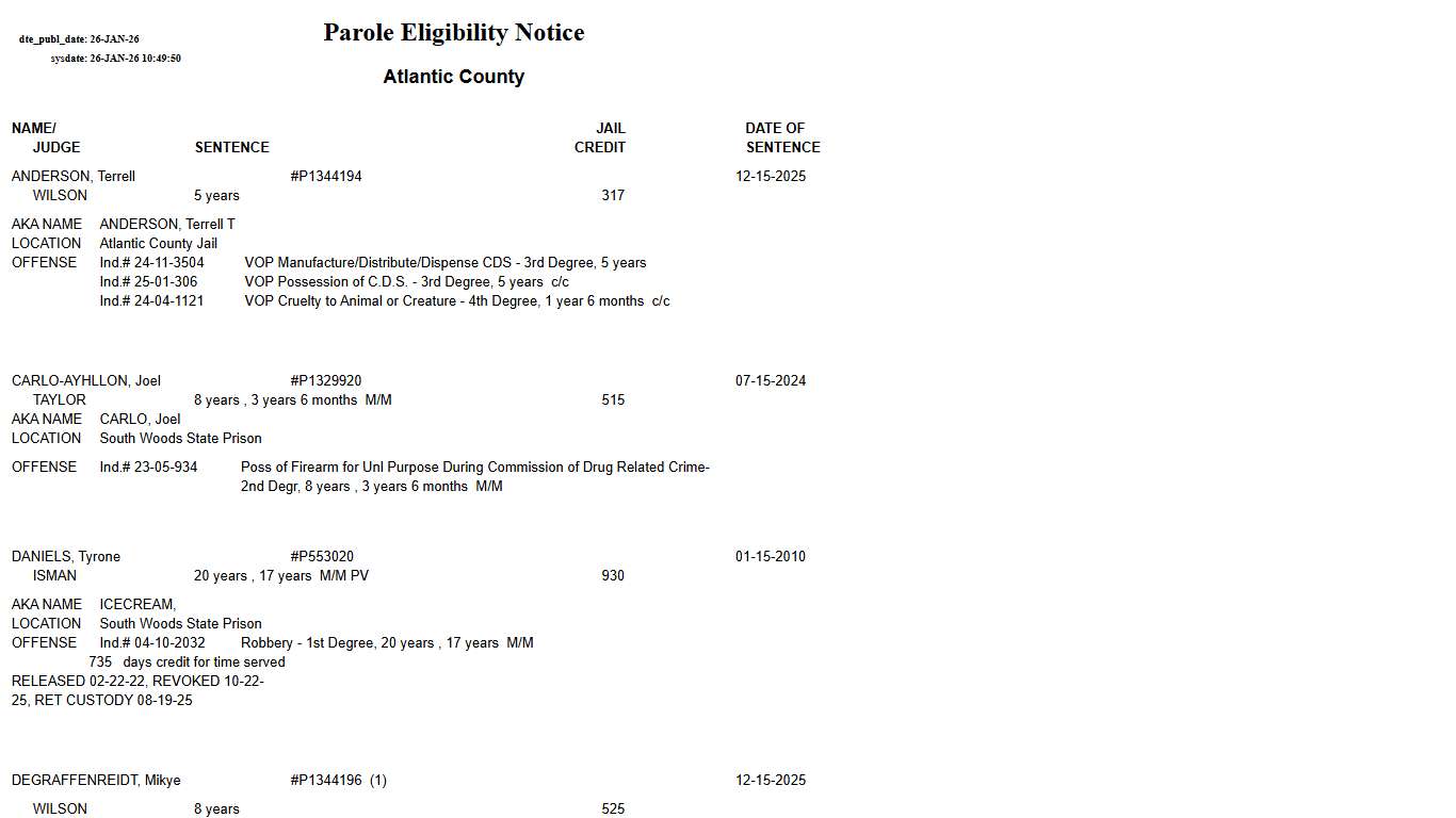 Parole Eligibility Notice