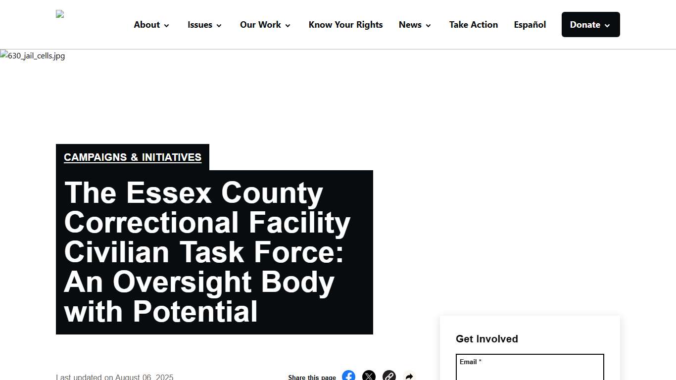 The Essex County Correctional Facility Civilian Task Force: An Oversight Body with Potential - ACLU of New Jersey